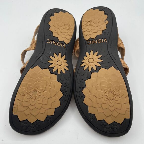 Vionic Amber 44 Sandals Orthaheel Ankle Strap Gold Comfort Cork Womens Size 7 - Picture 9 of 9